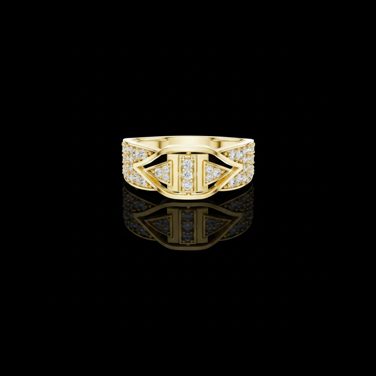Round Cut Moissanite Diamond Men's Geometric Arrowhead Statement Band