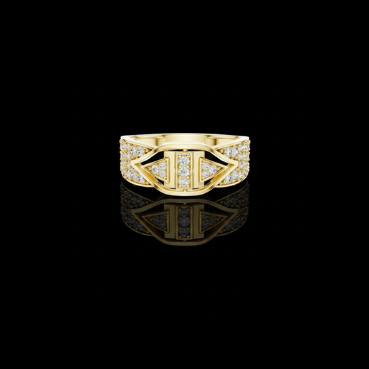 Round Cut Moissanite Diamond Men's Geometric Arrowhead Statement Band