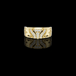 Round Cut Moissanite Diamond Men's T Shield Pave Openwork Gold Ring