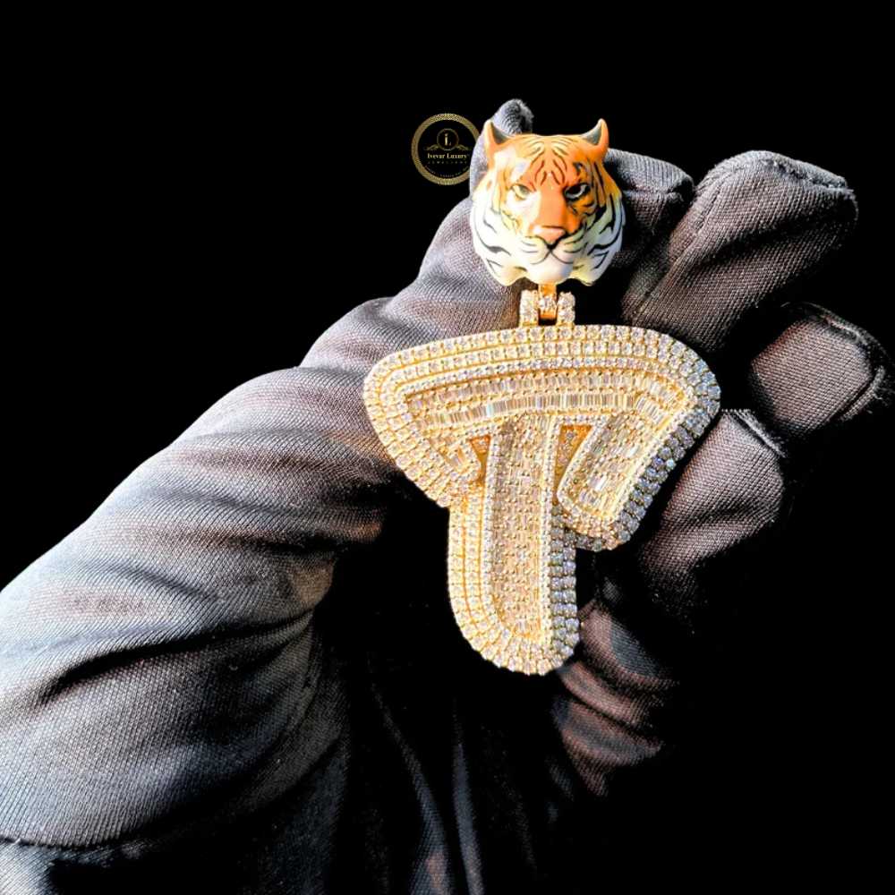 Moissanite Diamond Tiger Head Pendant Necklace by Ivevar - View 2