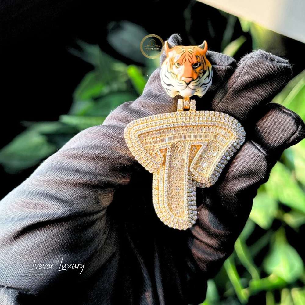 Moissanite Diamond Tiger Head Pendant Necklace by Ivevar - View 3
