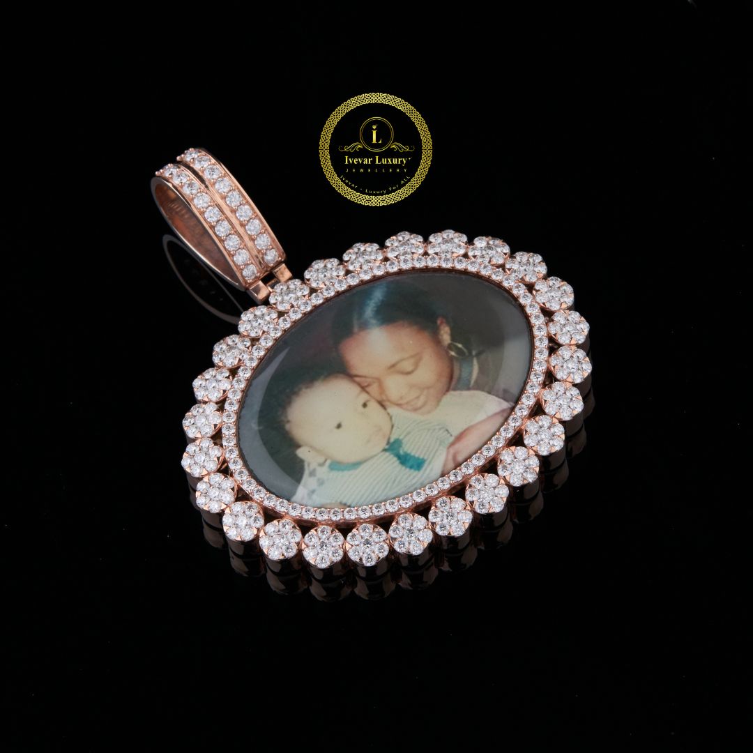 Mother Son Picture Pendant with Lab Grown Diamond with Two Tone by Ivevar