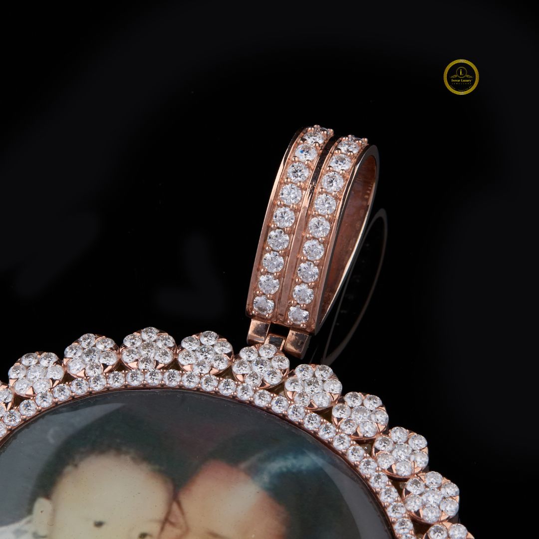 Mother Son Picture Pendant with Lab Grown Diamond with Two Tone by Ivevar - View 3