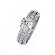 Round Cut Triple Pave Moissanite Diamond Solitaire Engagement Ring - View 4