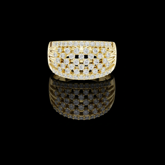 Round Cut Multi Row Pave Moissanite Diamond Statement Band Ring