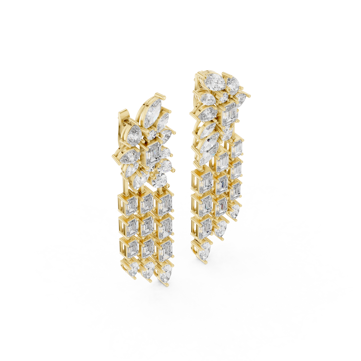 Grand Multi Shape Lab Diamond Chandelier Earrings Trending Statement Drop Jewelry - View 2