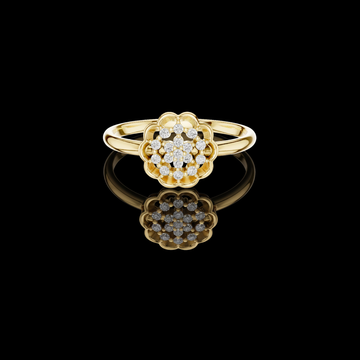 Round Lab Diamond Floral Cluster Engagement Ring