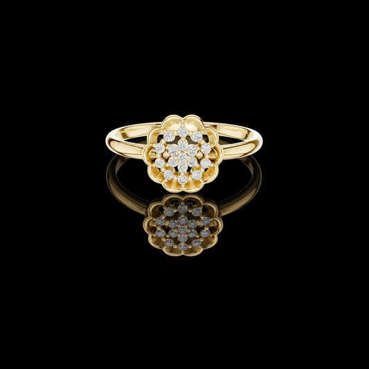 Round Lab Diamond Floral Cluster Engagement Ring