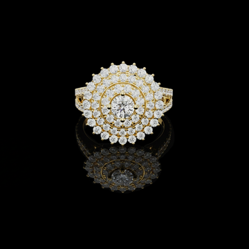 Round Brilliant Lab Diamond Double Layer Flower Halo Ring
