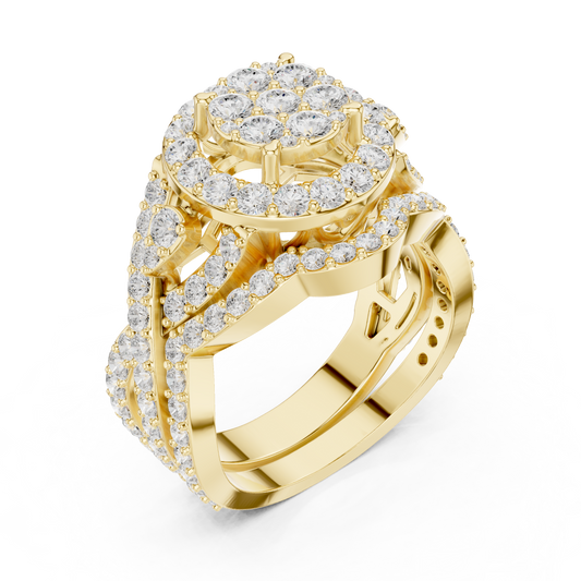 Round Halo Cluster Moissanite Diamond Ring For Her - View 2
