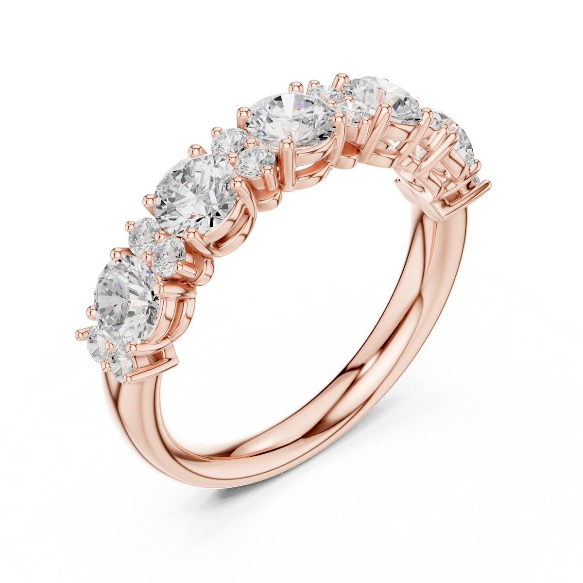 Timeless Round Lab Diamond Half Eternity Wedding Band - View 5