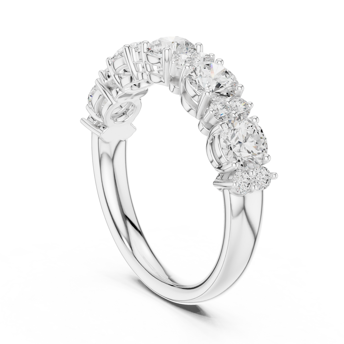 Timeless Round Lab Diamond Half Eternity Wedding Band - View 12