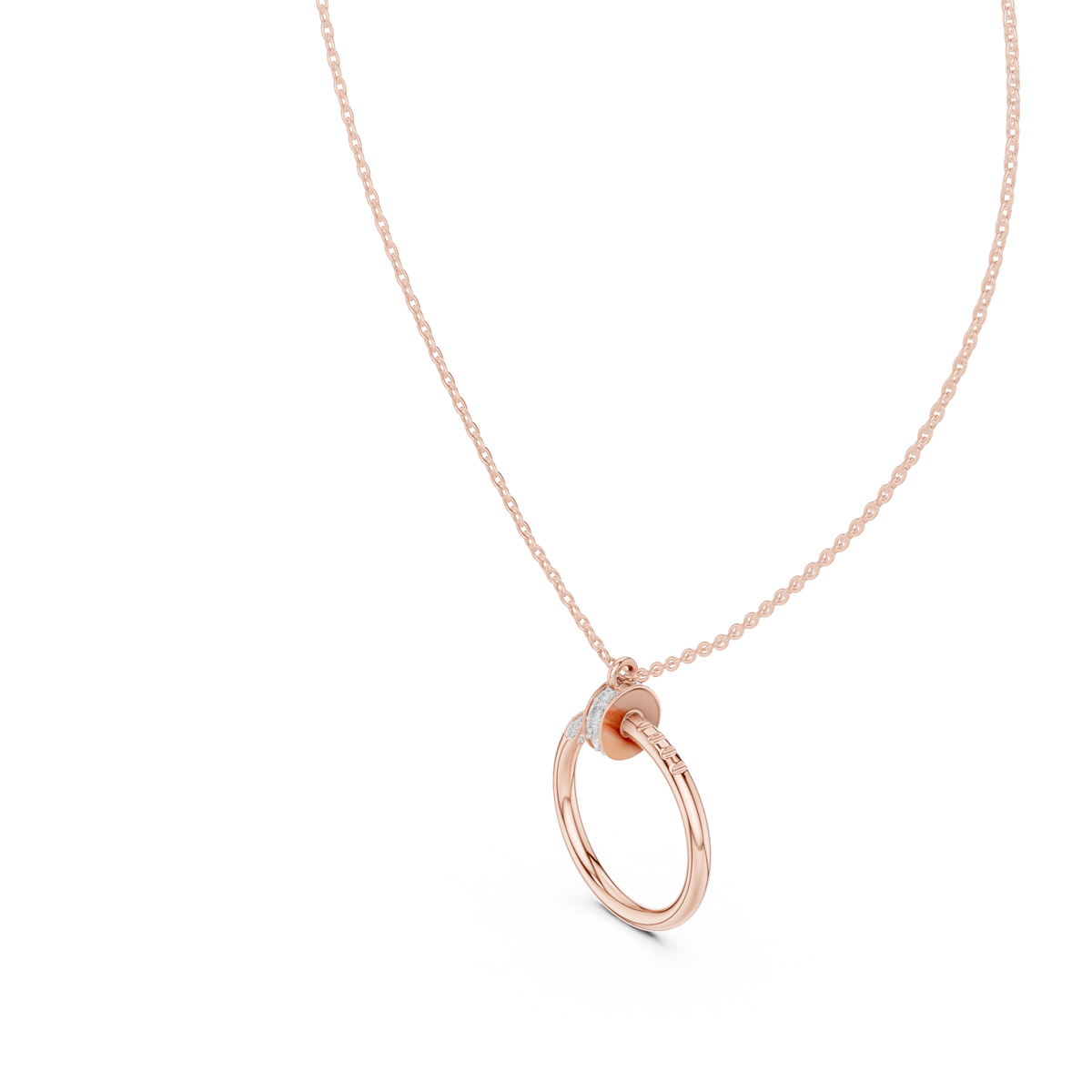 Spiral Hardware Pattern Statement Pendant with Round Moissanite Diamond - View 11