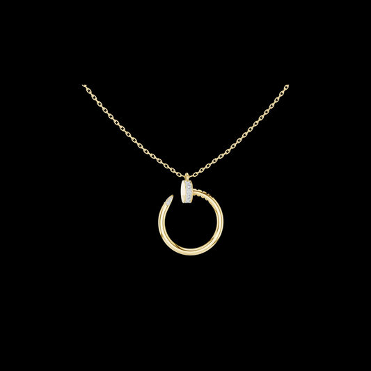 Spiral Hardware Pattern Statement Pendant with Round Moissanite Diamond