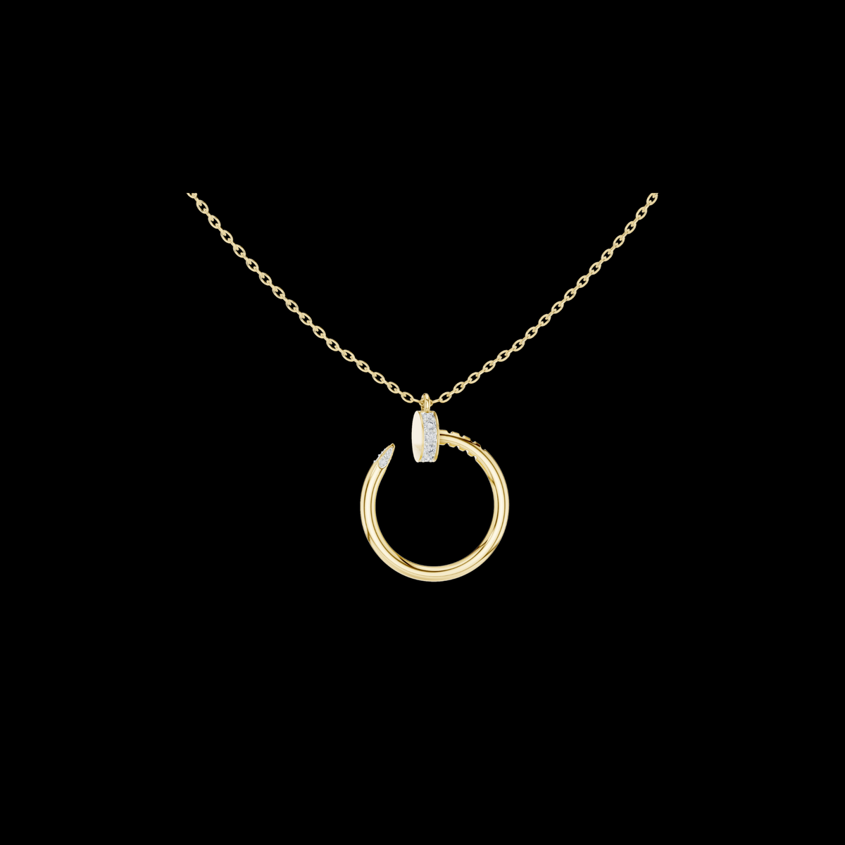 Spiral Hardware Pattern Statement Pendant with Round Lab Grown Diamond