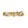 Round Moissanite Diamond Bezel Set Diamond Vine Design Band - View 2