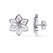 Lotus Lab Diamond Round Center Floral Stud Earrings with Round Side Stones - View 6
