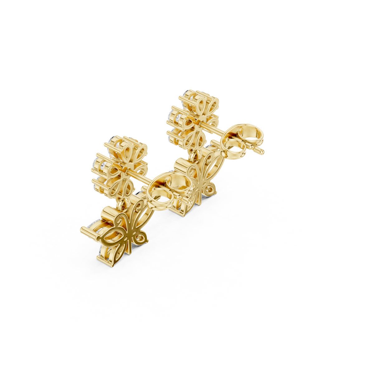 Desire Multi Cut Moissanite Diamond Butterfly Drop Earrings Floral Inspired Fine Jewelry - View 5