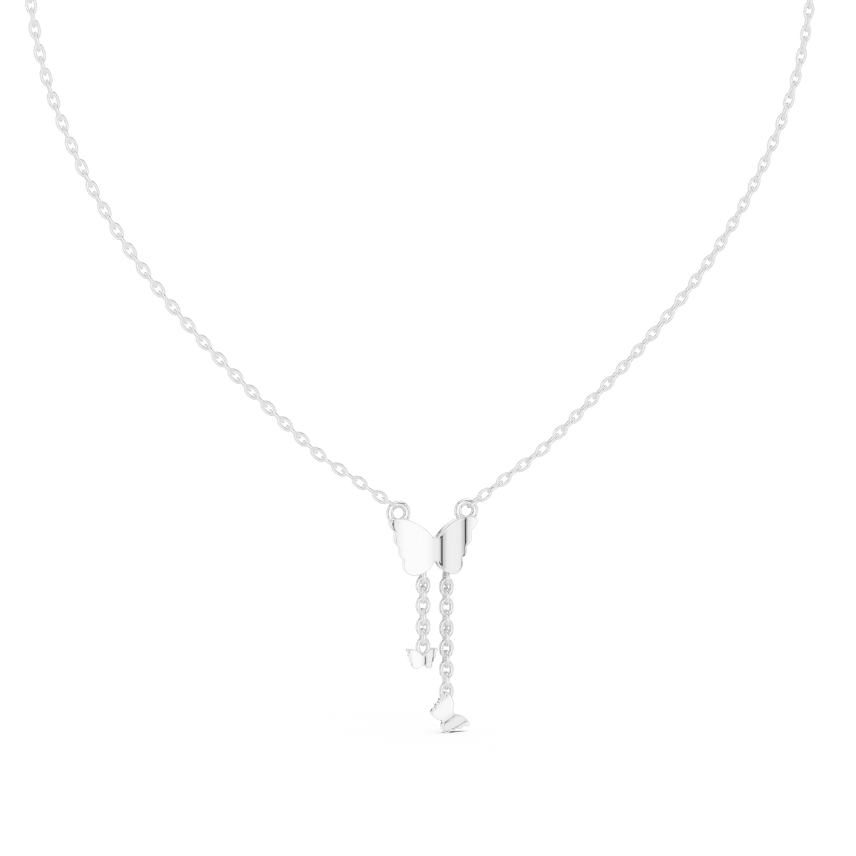 Butterfly Dangle Pendant with Pave Round Lab Grown Diamond - View 12