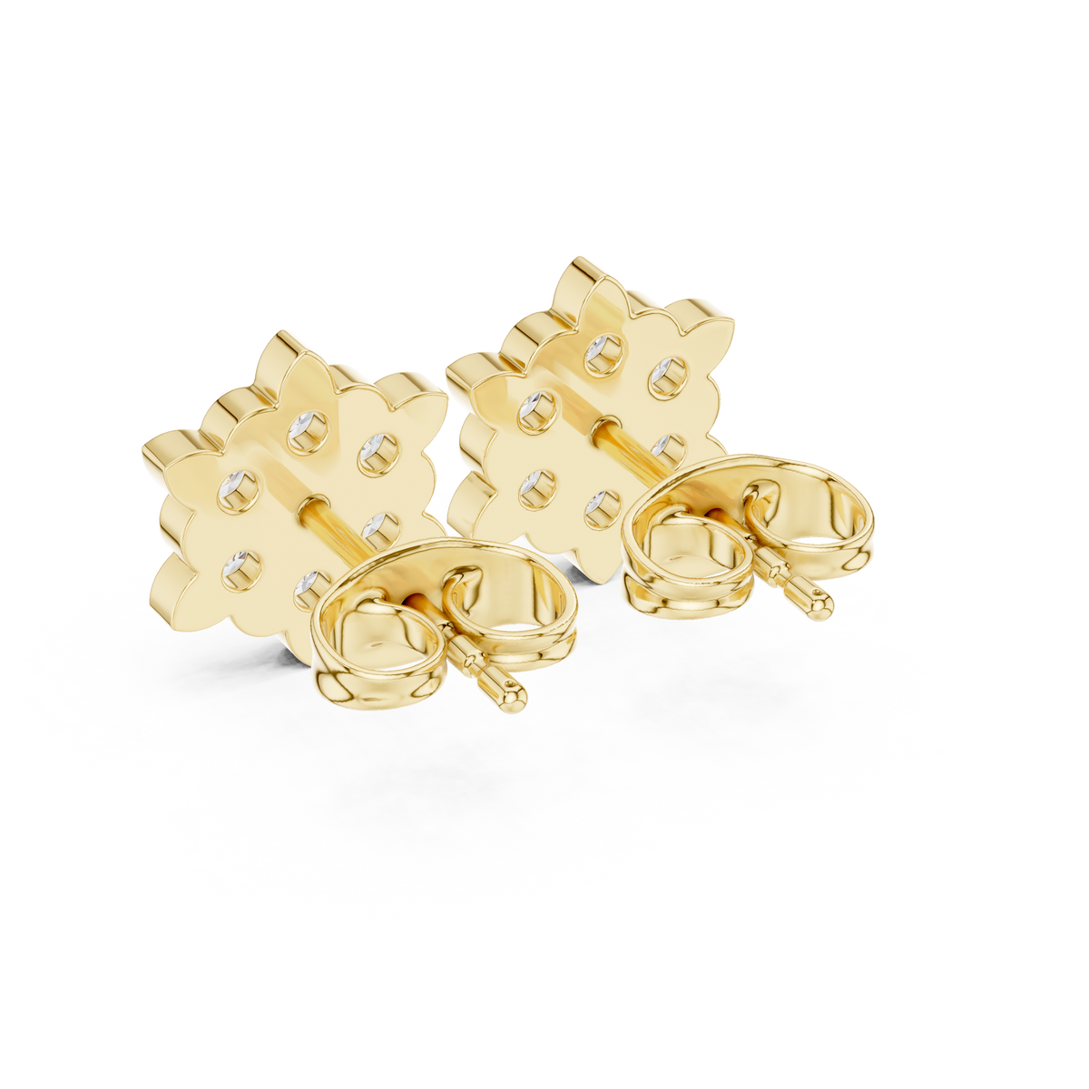 Celestial Bloom Moissanite Diamond Cluster Stud Earrings with Petal Inspired Floral Geometry - View 7