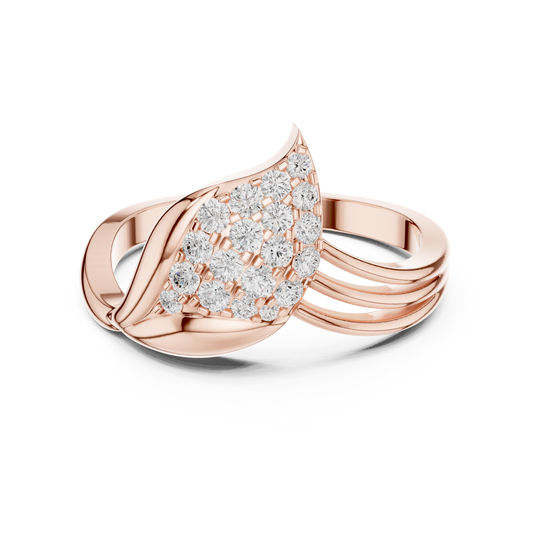 Moissanite Diamond Leaf Split Shank Statement Ring - View 2
