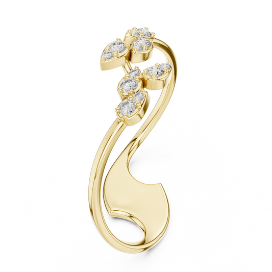Leaf Wrap Ring with Round Moissanite Diamond Engagement Ring - View 2