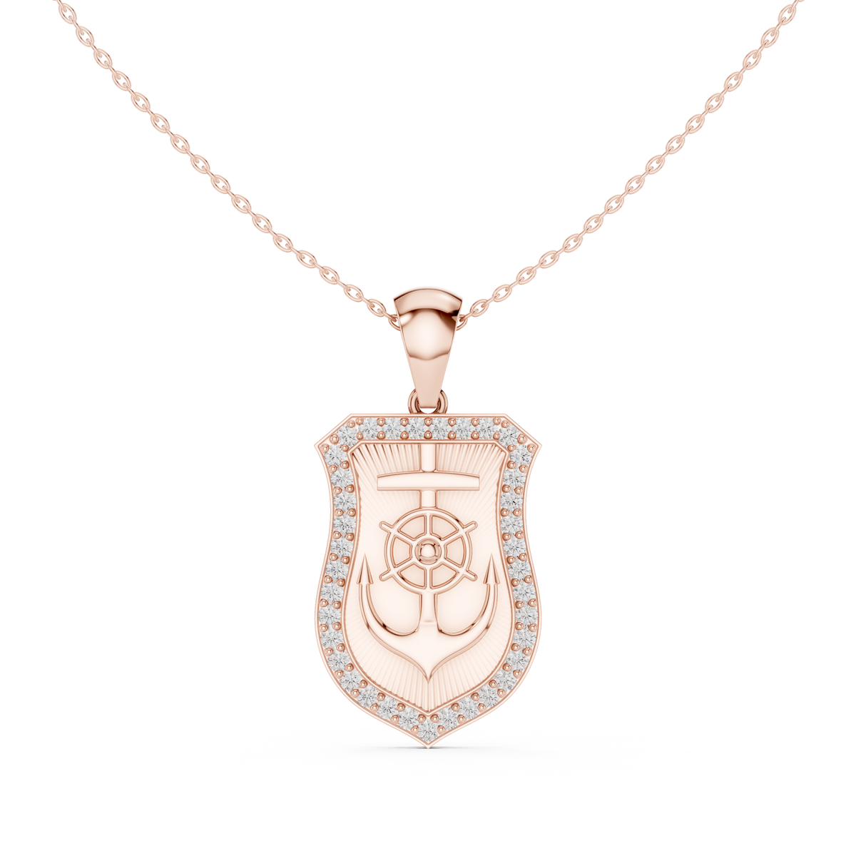 Dainty Geometric Shield Pendant with Round Moissanite Diamond - View 2