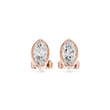 Minimal Marquise Bezel Moissanite Diamond Stud Earrings with Elongated Navette Silhouette - View 2