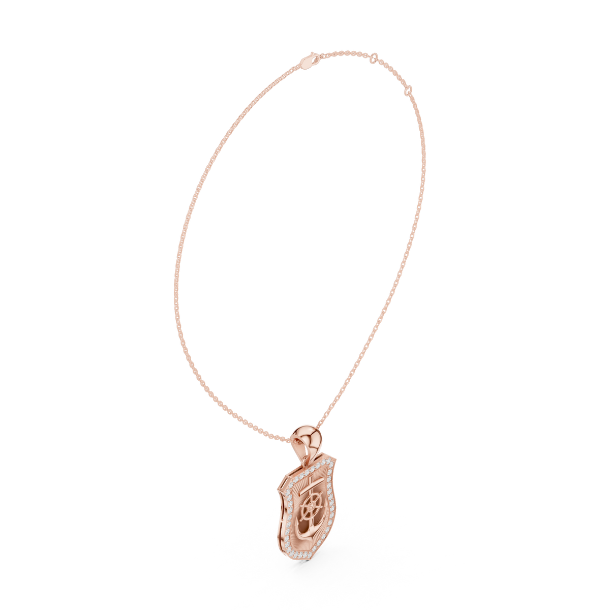 Dainty Geometric Shield Pendant with Round Lab Grown Diamond - View 11