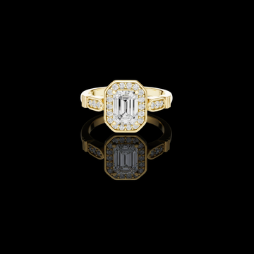 Emerald Cut Lab Diamond Halo Wedding Ring For Women