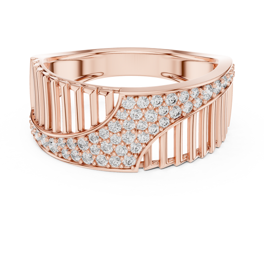 Round Cut Moissanite Diamond Men's Vertical Pillar Cage Pave Statement Ring - View 2
