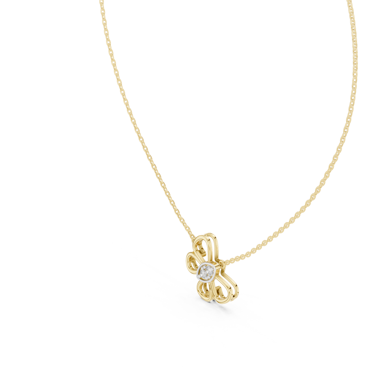 Openwork Butterfly Pendant with Round Cut Lab Grown Diamond - View 10