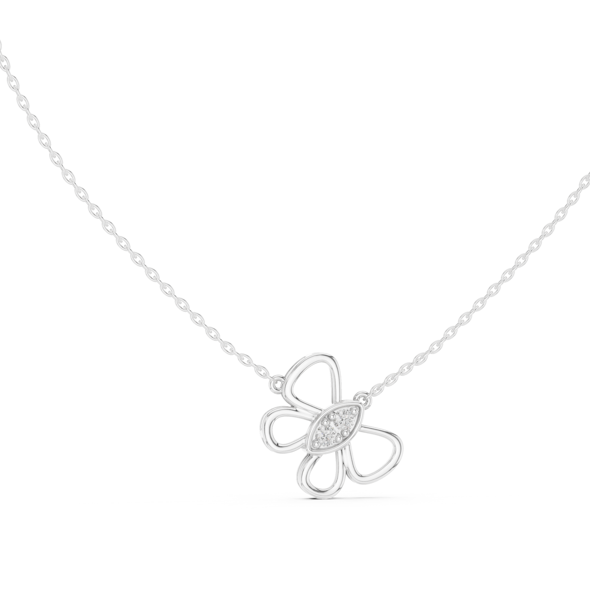 Openwork Butterfly Pendant with Round Cut Moissanite Diamond - View 3