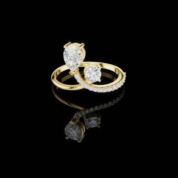 Pear Cut Lab Diamond Open Bypass Engagement Ring