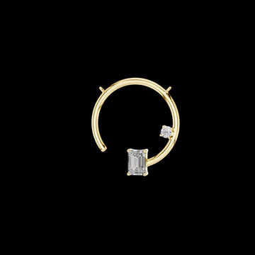 Minimalist Emerald and Round Moissanite Diamond Connector Charm Pendant