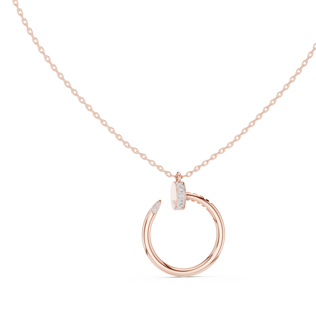 Spiral Hardware Pattern Statement Pendant with Round Moissanite Diamond - View 2