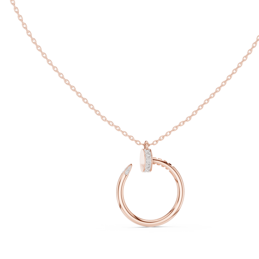 Spiral Hardware Pattern Statement Pendant with Round Moissanite Diamond - View 2