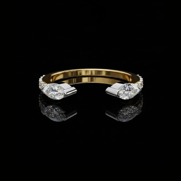 Open Pear Cut Moissanite Diamond Bypass Ring with Pave Accents