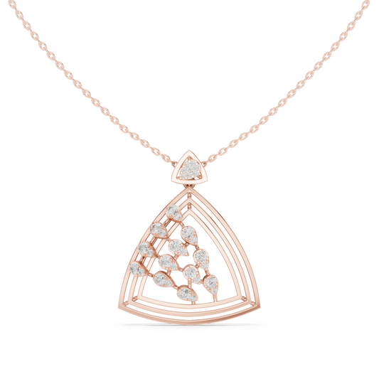 Open Triangle Floral Moissanite Diamond Pendant Necklace - View 2