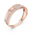 Round Cut Lab Grown Diamond Men's Square Cluster Pave Border Gold Band - View 5