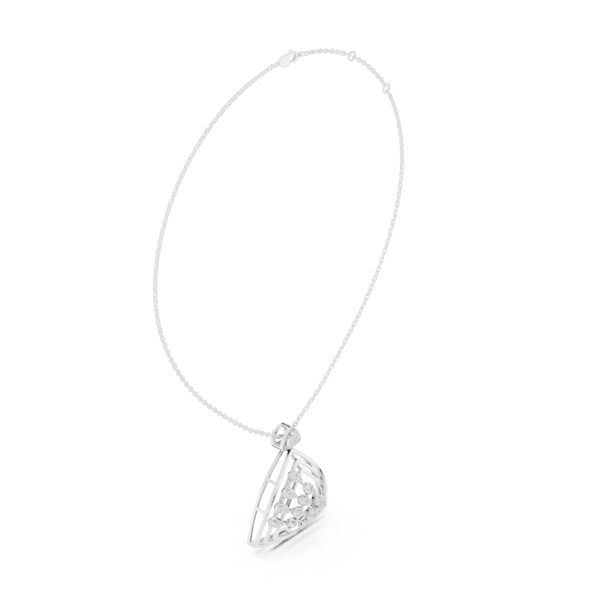 Open Triangle Floral Lab Grown Diamond Pendant Necklace - View 12