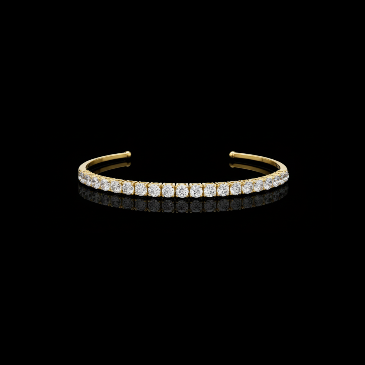 Open Cuff Round Lab Diamond Bracelet for Women