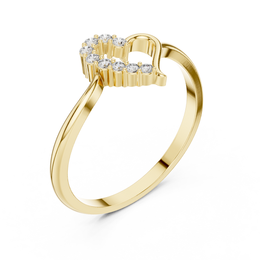 Round Cut Lab Diamond Heart Ring With Pave Design - View 2