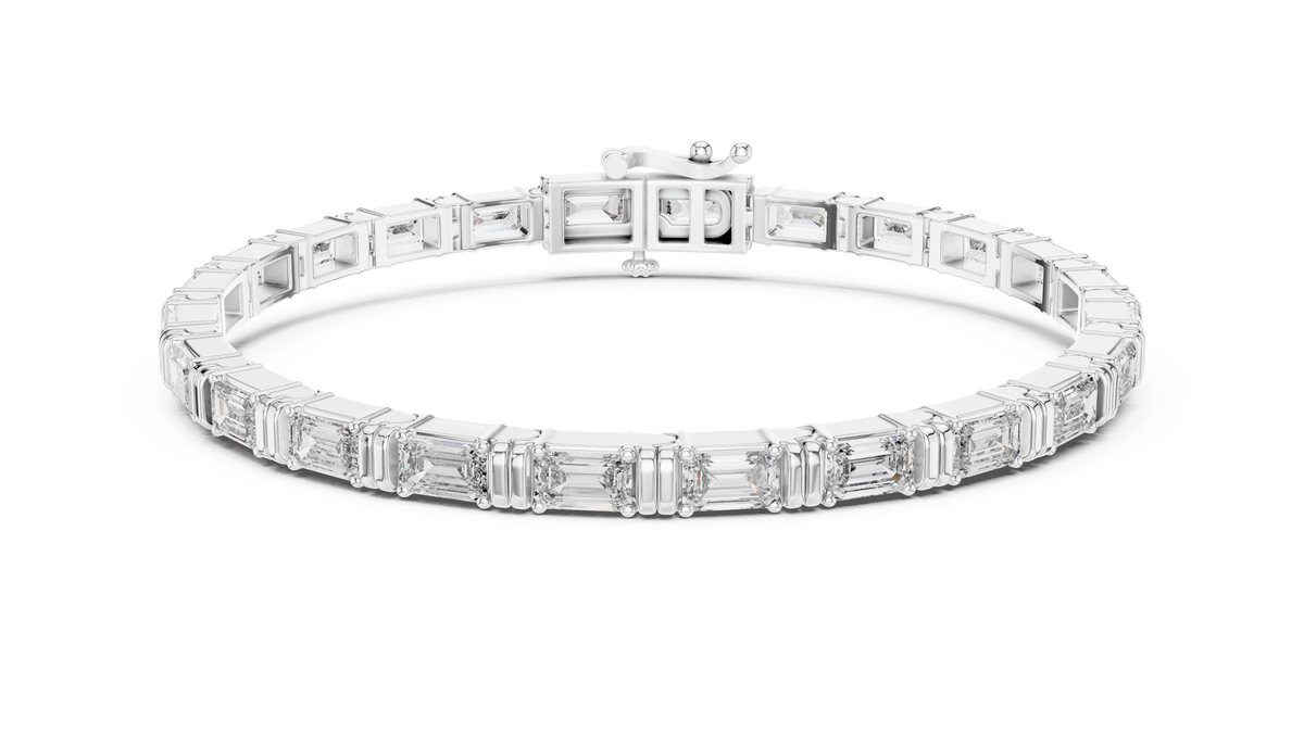 Emerald Cut Lab Diamond Contemporary Tennis Bracelet - View 3