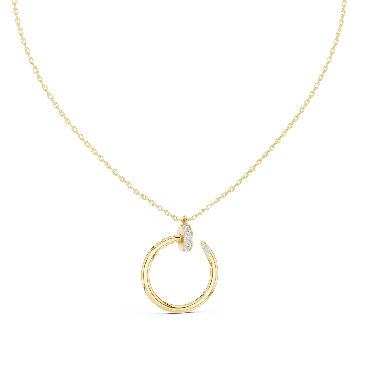 Spiral Hardware Pattern Statement Pendant with Round Lab Grown Diamond - View 7