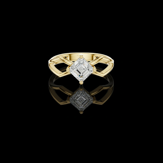 Asscher Cut Lab Diamond Solitaire Ring Open Split Shank