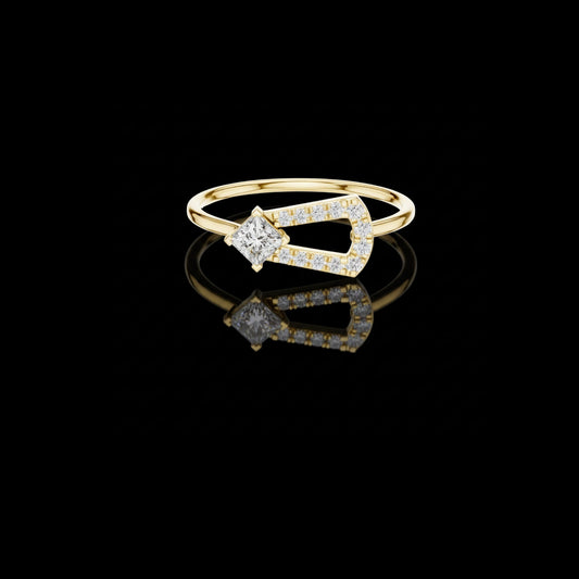 Unique Style Princess Cut Lab Diamond Open Frame Engagement Ring