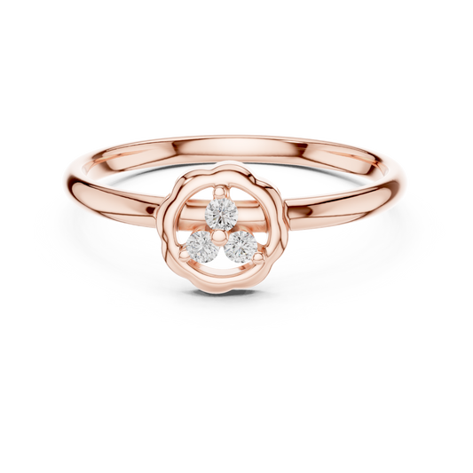 Round Cut Moissanite Diamond Three Stone Floral Cluster Ring - View 2