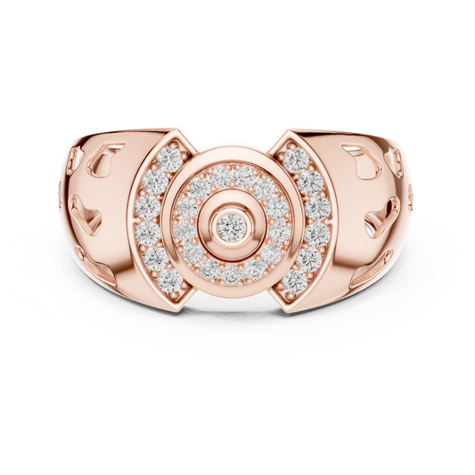 Round Cut Lab Grown Diamond Men's Circular Medallion Arch Bracket Statement Band - View 2