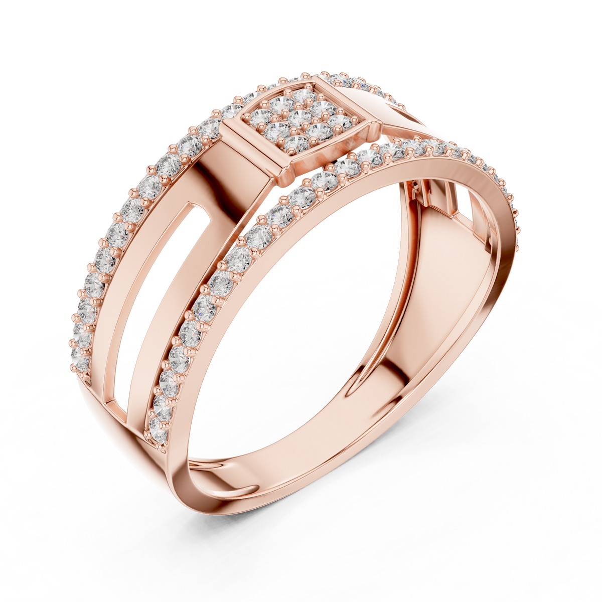Round Cut Lab Grown Diamond Men's Modern Side Cutout Architectural Wedding Band - View 5